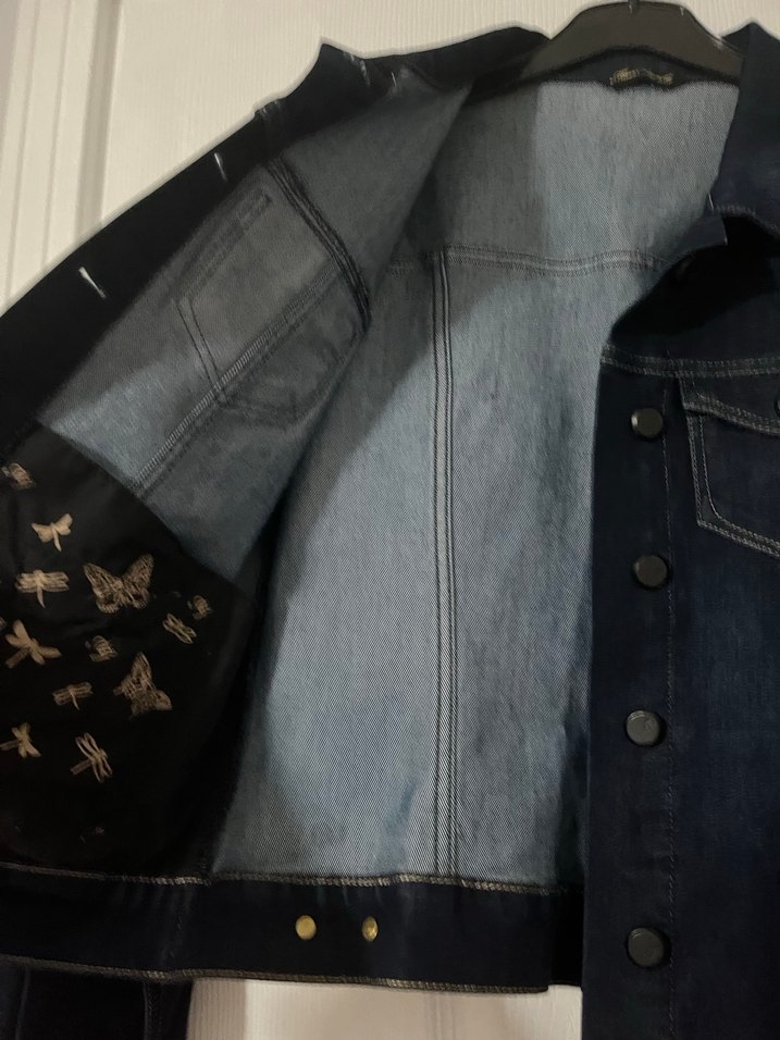 Düğmeli Lacivert Kadın Kot Ceket - Görsel 2