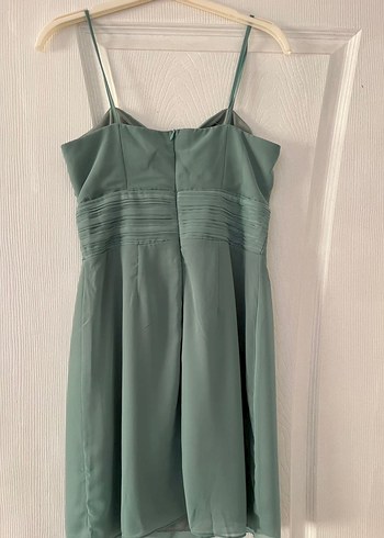 Turkuaz Pilili Midi Kadın Abiye Elbise - Görsel 2