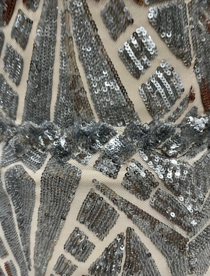 Pullu Desenli Uzun Drapeli Abiye Elbise - Görsel 4