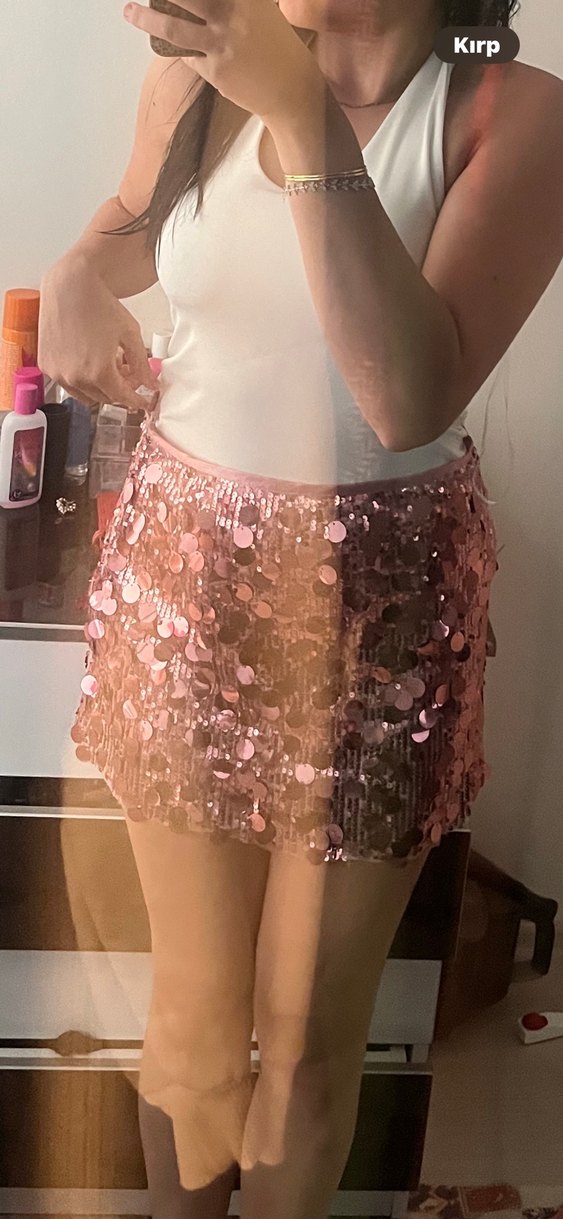 Pembe Payetli Mini Etek - Görsel 2