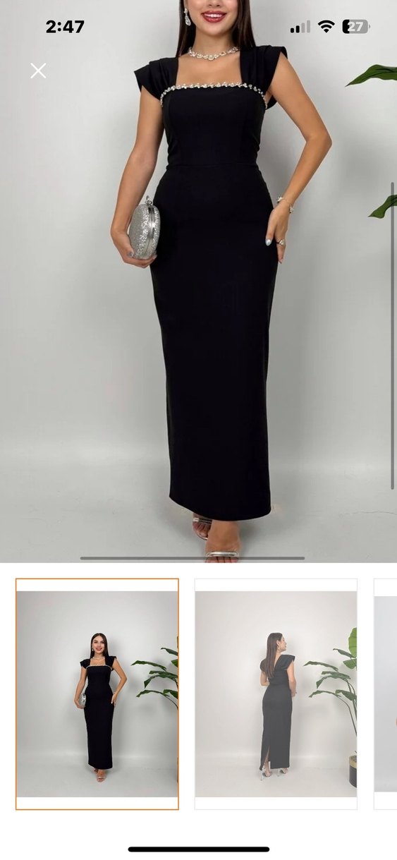 Siyah Uzun Kadın Elbise - Görsel 3