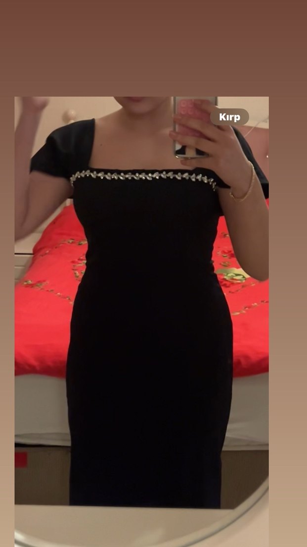 Siyah Uzun Kadın Elbise - Görsel 4