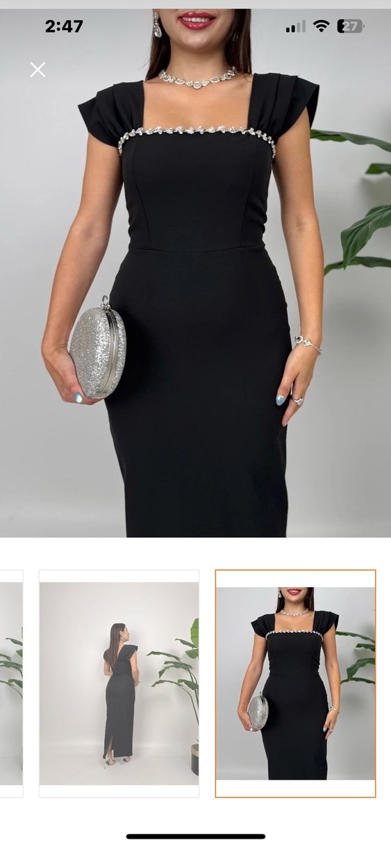 Siyah Uzun Kadın Elbise - Görsel 2