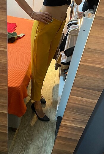 Diğer Sarı kumaş pantolon