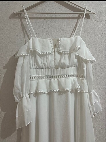 Beyaz Dış Çekim Elbisesi - Görsel 7