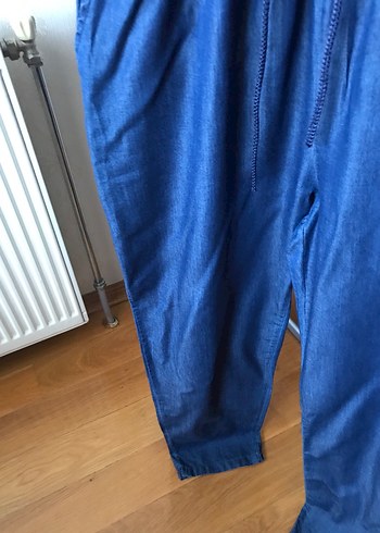 Düğmeli Lacivert Kot Tulum - Görsel 5