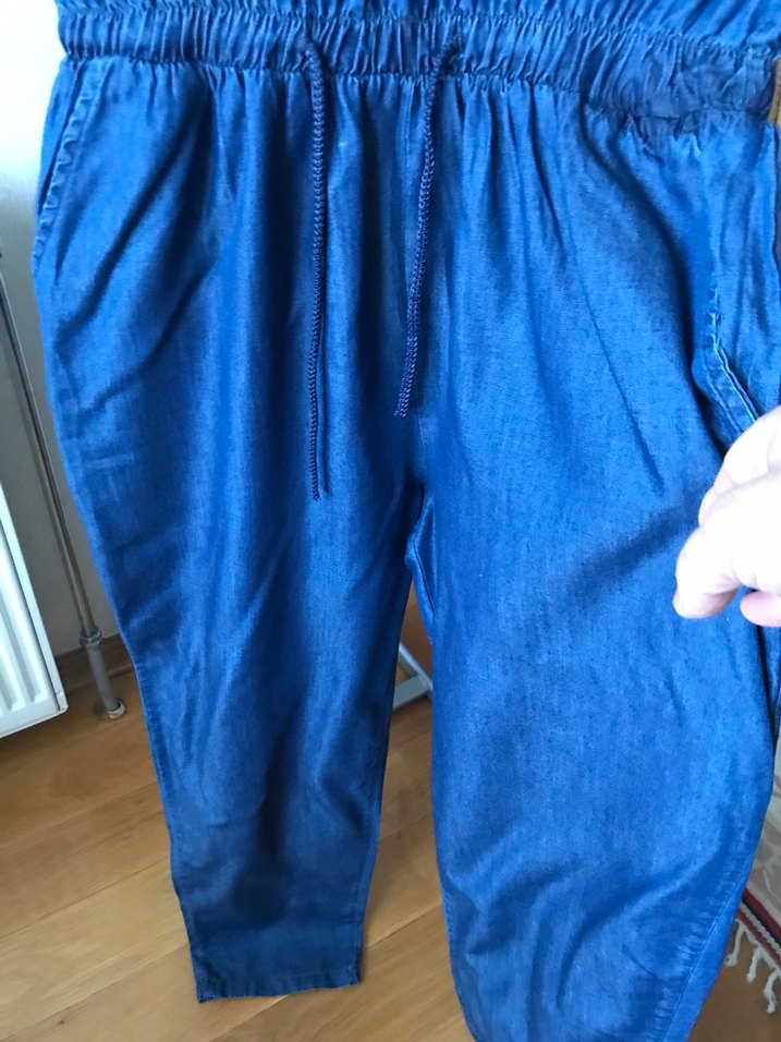 Düğmeli Lacivert Kot Tulum - Görsel 3