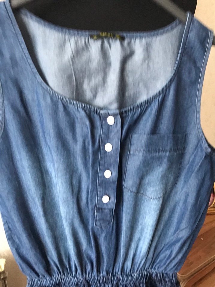 Düğmeli Lacivert Kot Tulum - Görsel 2