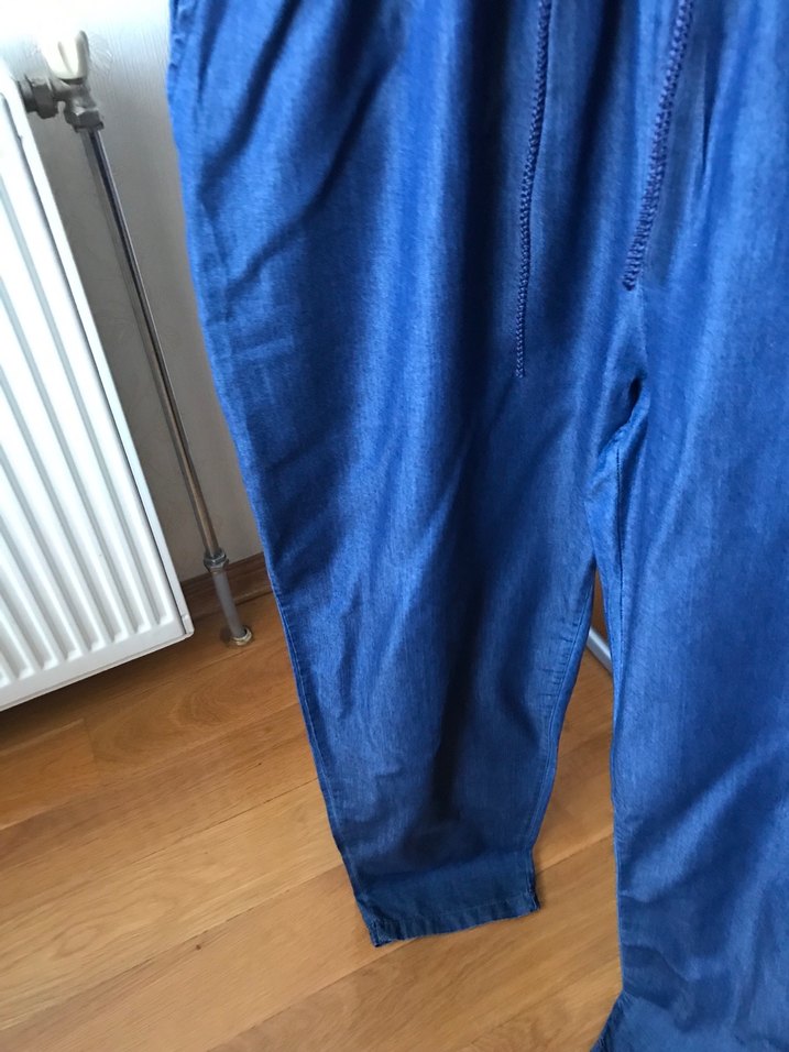 Düğmeli Lacivert Kot Tulum - Görsel 5