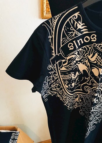 Desenli Siyah Salaş Hamile Tişörtü - Görsel 3