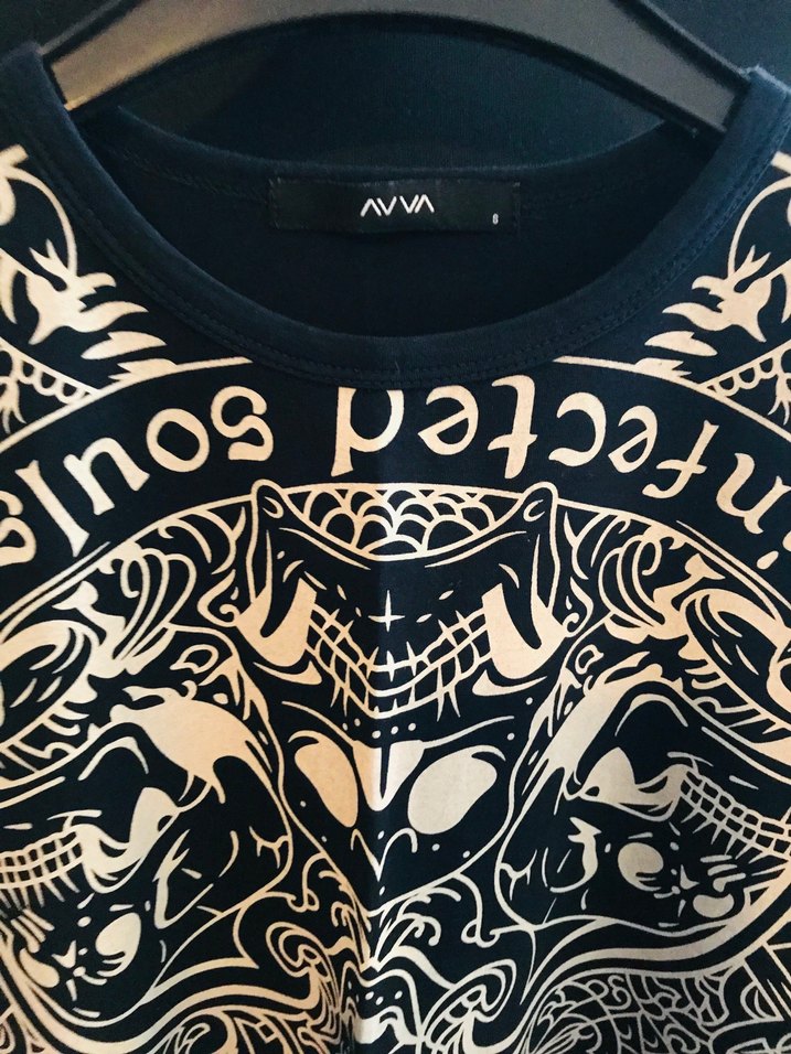 Desenli Siyah Salaş Hamile Tişörtü - Görsel 2