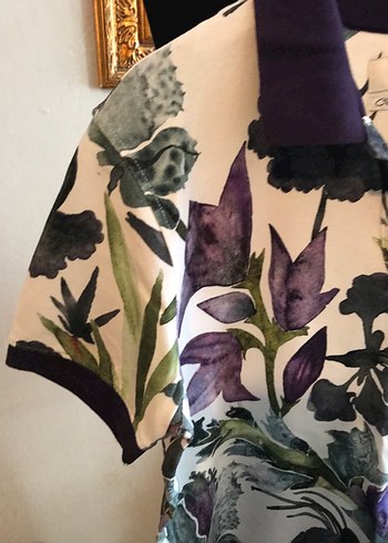 Mor Baskılı Kısa Kollu Gömlek - Görsel 2