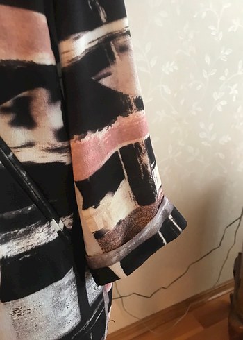 Kadın Kahverengi Desenli Uzun Kimono - Görsel 4