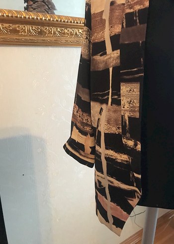 Kadın Kahverengi Desenli Uzun Kimono - Görsel 3