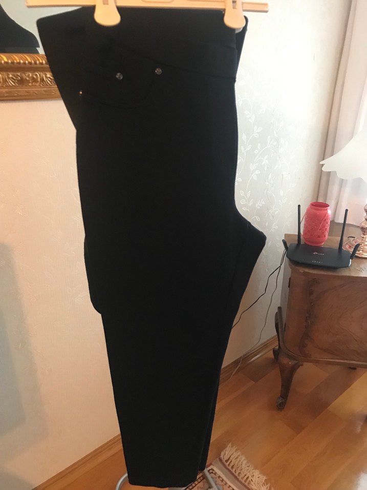 Düğmeli Siyah Kadın Kumaş Pantolon - Görsel 5