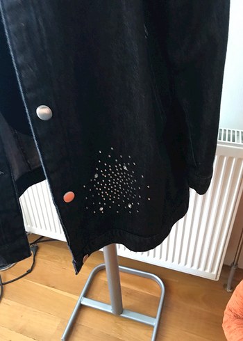 Diğer Siyah Nakışlı Kadın Denim Ceket kumaşı kot