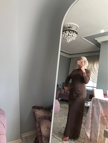 Acı kahverengi uzun elbise