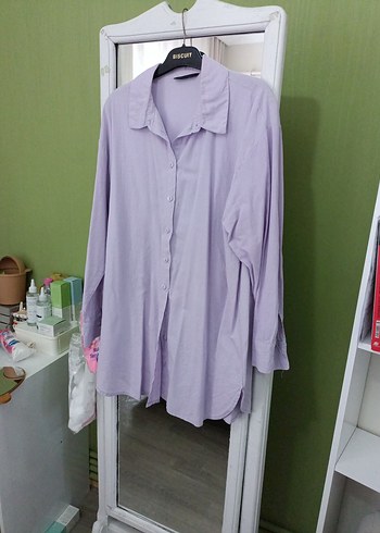 Mor Denim Uzun Kollu Gömlek - Görsel 2