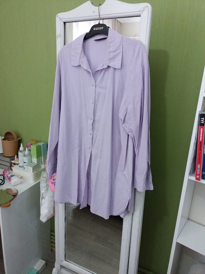 Mor Denim Uzun Kollu Gömlek - Görsel 2