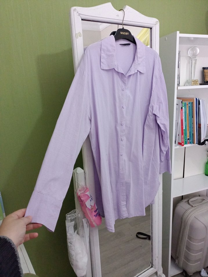 Mor Denim Uzun Kollu Gömlek - Görsel 4