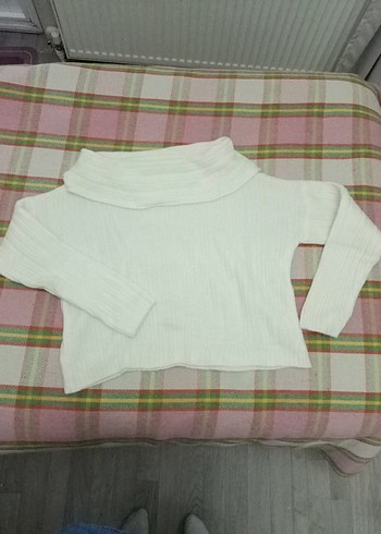 Beyaz Kadın Triko Bluz - Görsel 4