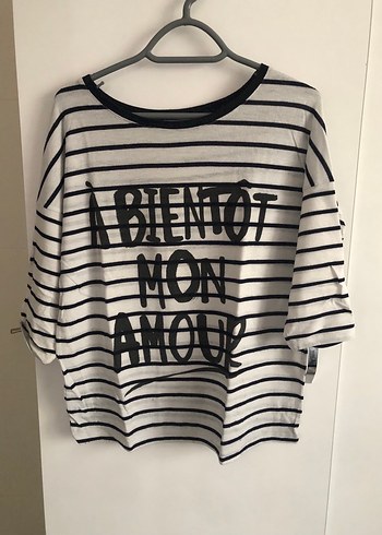 Beyaz Siyah Çizgili bluz - Görsel 3