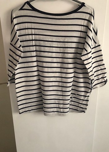 Beyaz Siyah Çizgili bluz - Görsel 5