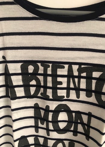 Beyaz Siyah Çizgili bluz - Görsel 4