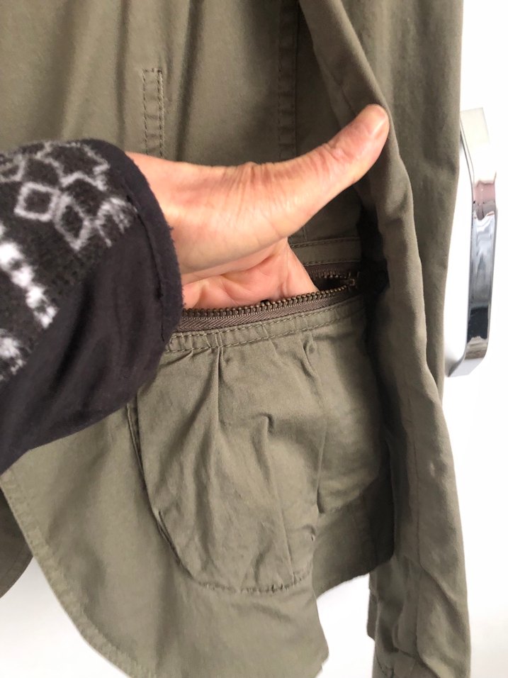 Haki Kadın Keten Ceket, Düğmeli, Normal Boy - Görsel 3