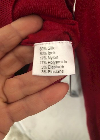 Koyu Kırmızı V Yakalı Kadın Kazak - Görsel 5