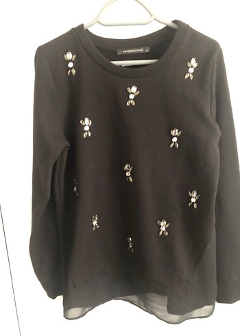 Siyah İşlemeli Kadın Sweatshirt - Görsel 9