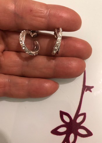 Mini Parlak Bej Yılan Desenli Küpe - Görsel 2