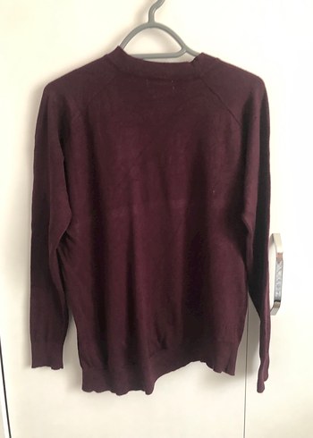 Bordo Kadın Yün Kazak, Uzun Kollu, Salaş - Görsel 7