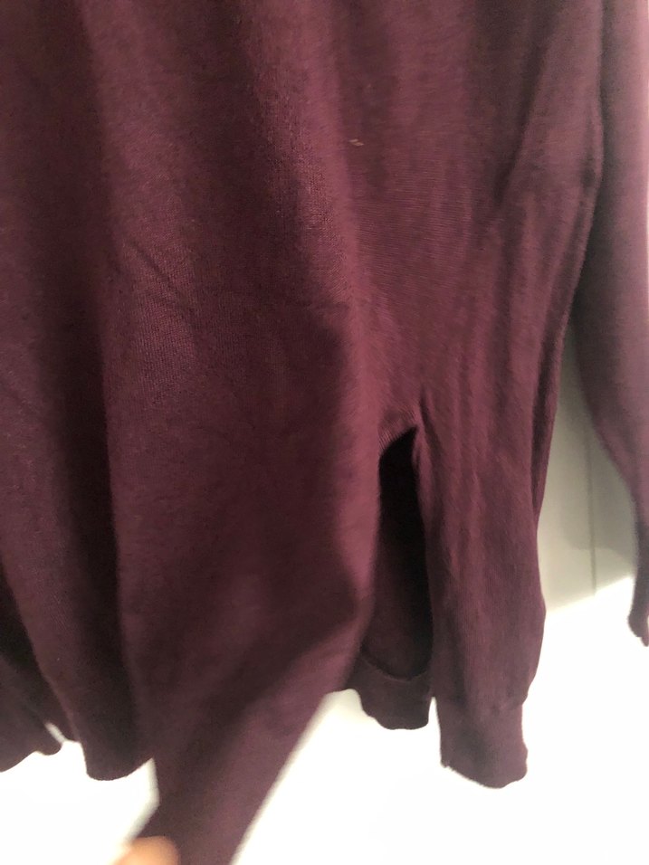 Bordo Kadın Yün Kazak, Uzun Kollu, Salaş - Görsel 2