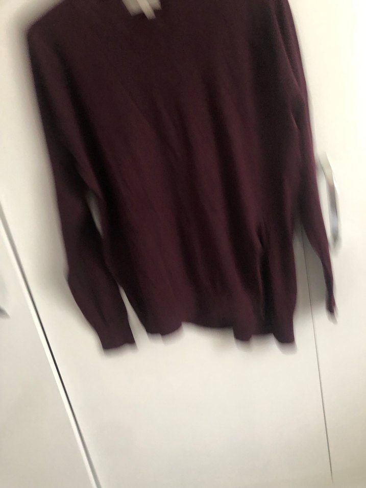 Bordo Kadın Yün Kazak, Uzun Kollu, Salaş - Görsel 4