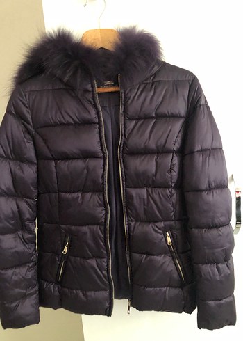 Mor Kürklü Kadın Kışlık Mont - Görsel 4