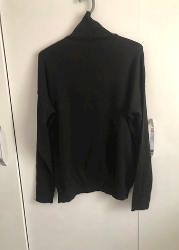 Siyah Yüksek Yakalı Kadın Kazak - Görsel 4