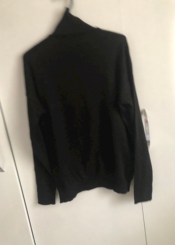 Siyah Yüksek Yakalı Kadın Kazak - Görsel 6