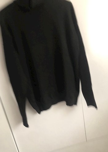 Siyah Yüksek Yakalı Kadın Kazak - Görsel 3