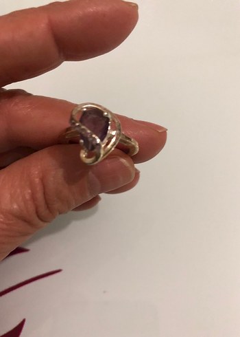 Mor Taşlı Vintage Kadın Yüzük - Görsel 2