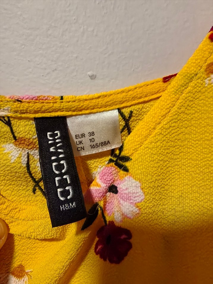 Sarı Çiçekli Uzun Askılı Bohem Elbise - Görsel 4