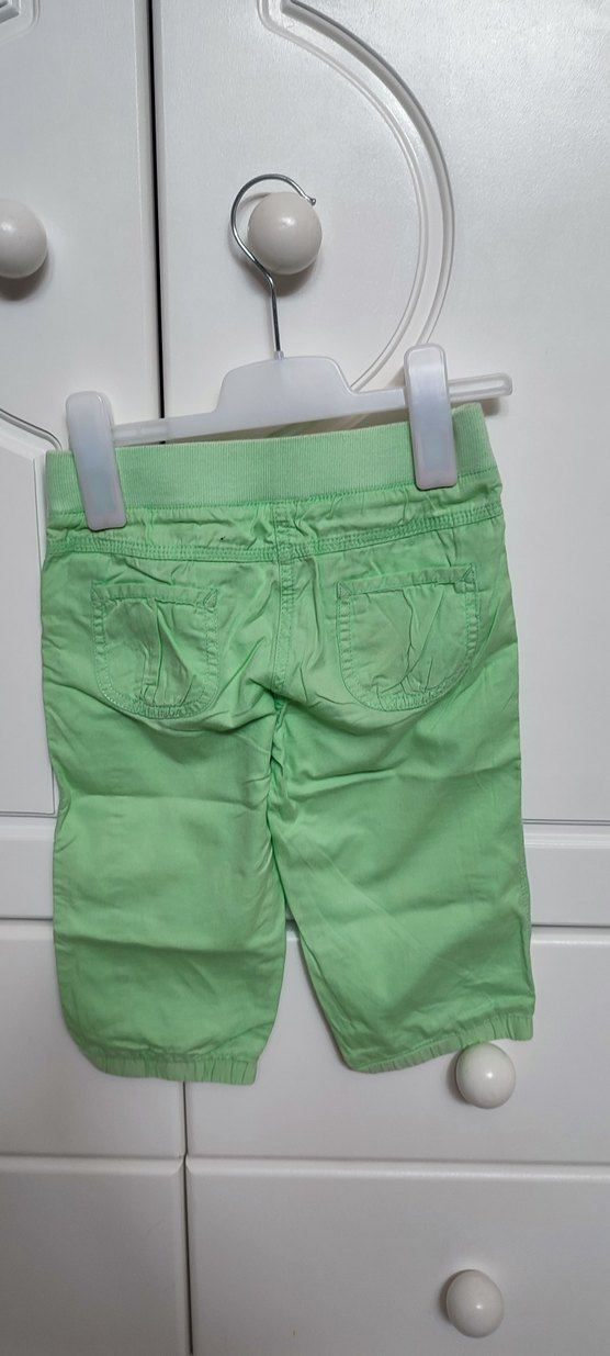 Kız Çocuk Yeşil Kemerli Bol Kesim Keten Pantolon - Görsel 2