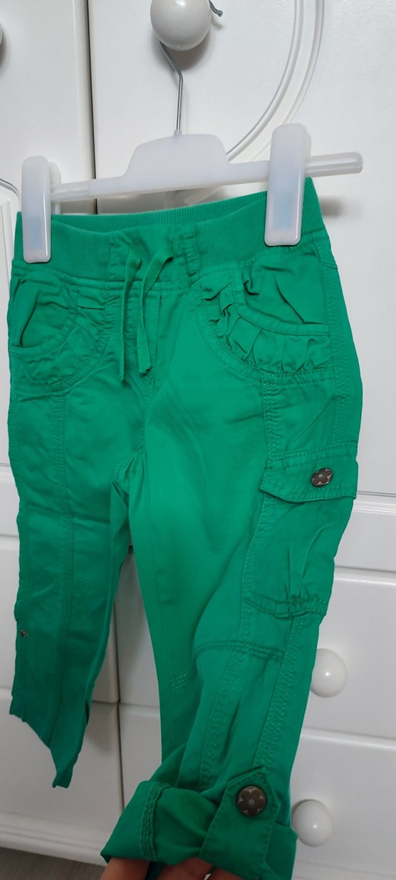 Kemerli Yeşil Kız Çocuk Pantolonu - Görsel 4
