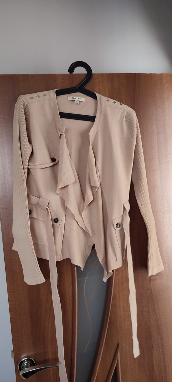 Bej Uzun Kollu Salaş Kadın Ceket - Görsel 2