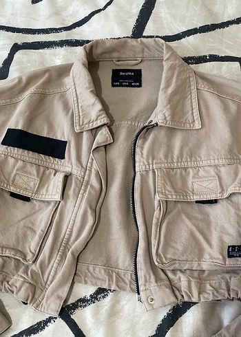 Bershka Bej Kadın Oversize Keten Ceket