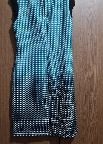 Turkuaz Pilili Midi Bohem Elbise - Görsel 3