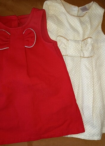 18-24 Ay Beden kırmızı Renk Ikili elbise cok şirin fazla kullanılmadı 