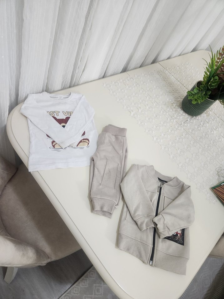 Gri Fermuarlı Bebek Erkek Takım - Görsel 2