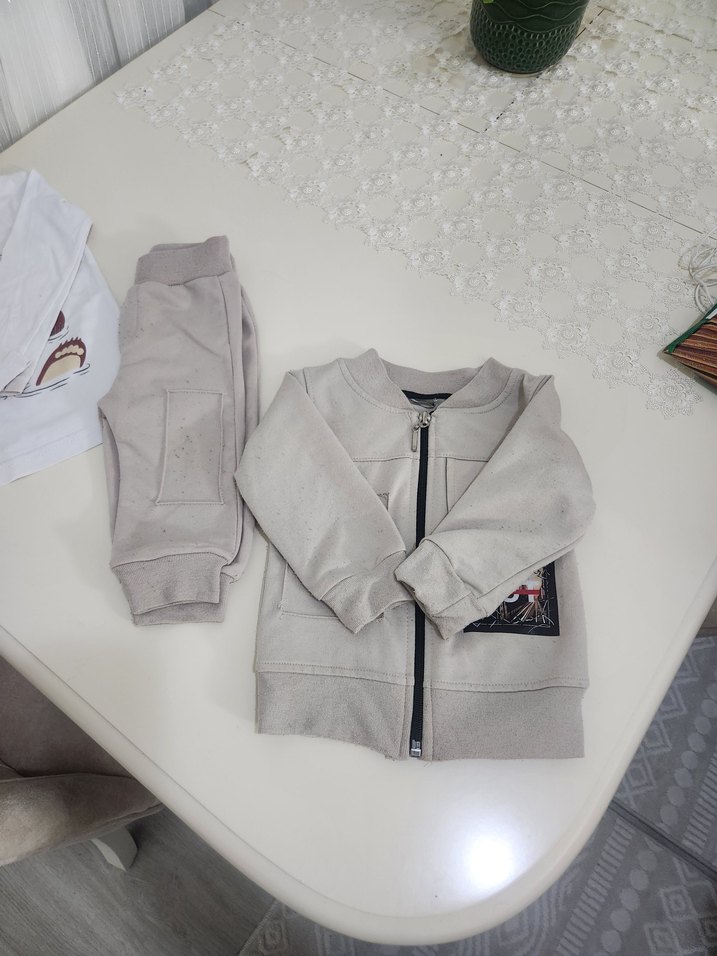 Gri Fermuarlı Bebek Erkek Takım - Görsel 3