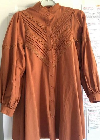 Düğmeli Bohem Nakışlı Midi Tunik
